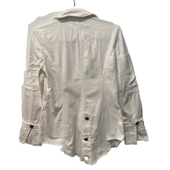 Free People Harlow Blazer Collar Front Pockets Button Frayed Ivory XS NWT Flawed - Picture 10 of 12